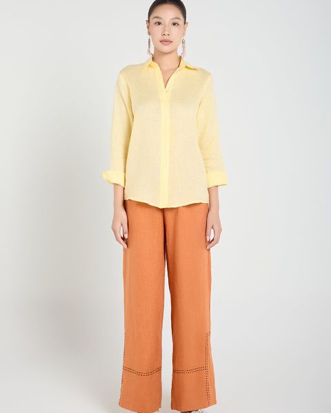 Quần Dài Nữ F2 Linen Cam Ngói A Touch Of Effortless Elegance