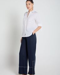 Quần Dài Nữ F2 Linen Xanh Đen A Touch Of Effortless Elegance