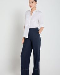Quần Dài Nữ F2 Linen Xanh Đen A Touch Of Effortless Elegance