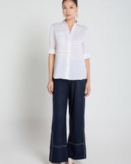 Quần Dài Nữ F2 Linen Xanh Đen A Touch Of Effortless Elegance