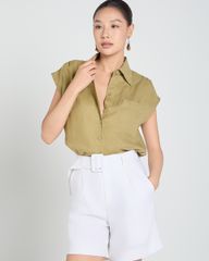 Quần Shorts Nữ F2 Linen Trắng A Touch Of Effortless Elegance