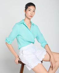 Áo Sơ Mi Nữ F2 Linen Xanh A Touch Of Effortless Elegance