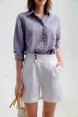 Quần Short Nữ F2 Linen Trắng Tender Drit