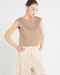 Áo Kiểu Nữ F2 Linen Nâu A Touch Of Effortless Elegance