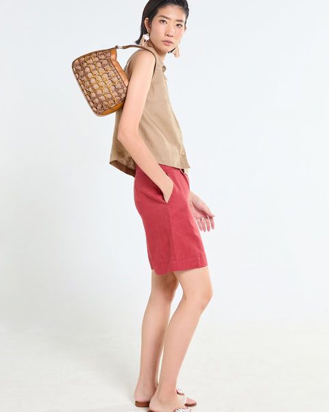 Quần Short Nữ F2 Linen  Đỏ Rượu Tender Drit