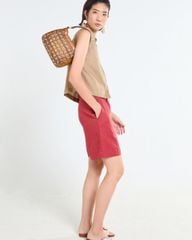 Quần Short Nữ F2 Linen  Đỏ Rượu Tender Drit