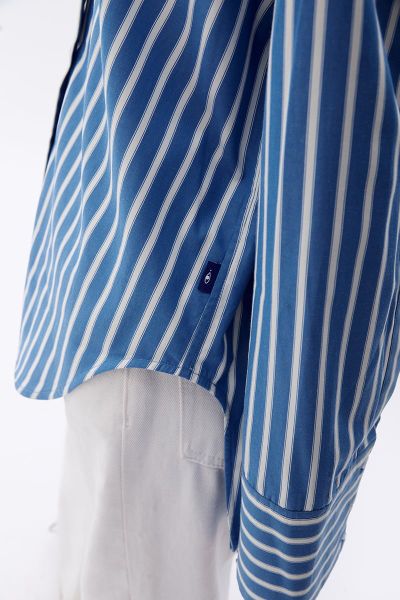 Áo Sơ Mi Nữ TheBlueTshirt sơ mi Sydney Oversize Shirt - Carbon Golden Blue Stripe