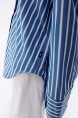 Áo Sơ Mi Nữ TheBlueTshirt sơ mi Sydney Oversize Shirt - Carbon Golden Blue Stripe