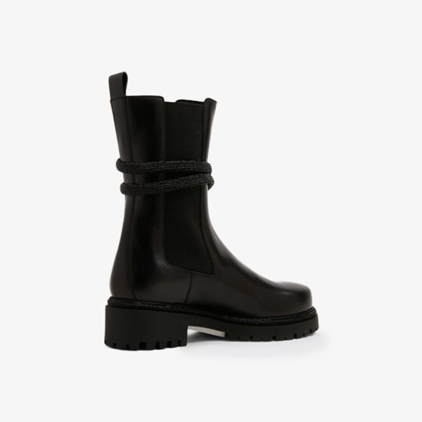 Giày Boots Nữ Rene Caovilla Cleo Crystal Black Bootie 25