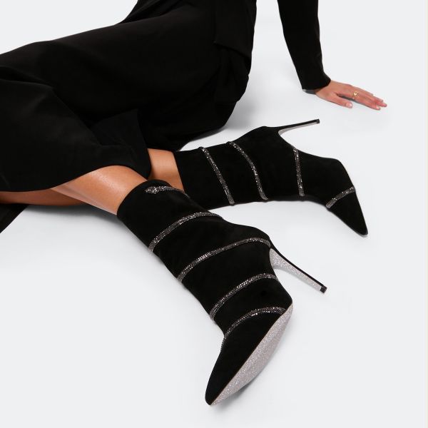 Giày Boots Nữ Rene Caovilla Cleo Crystal Booties 100 mm