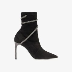 Giày Boots Nữ Rene Caovilla Cleo Crystals Black Bootie 100 mm