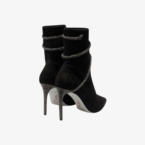 Giày Boots Nữ Rene Caovilla Cleo Crystals Black Bootie 100 mm