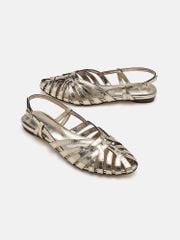 Giày Búp Bê Nữ Pazzion Rebekah Strappy Metallic Slingback Flats
