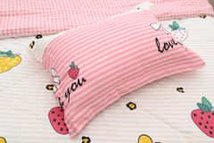 Bộ chăn ga gối cotton nhung STEFANI ST200025 hình dâu