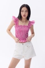 Áo Kiểu Nữ TheBlueTshirt Girly Top - True Pink Gingham ZigZag