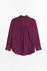 Áo Sơ Mi Nữ TheBlueTshirt New Pocket Oversize Shirt - Red Wine Poplin 110