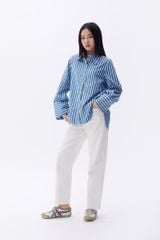 Áo Sơ Mi Nữ TheBlueTshirt sơ mi Sydney Oversize Shirt - Carbon Golden Blue Stripe