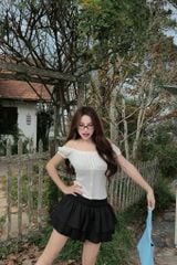 Chân Váy Nữ DOTTIE Bí Hai Tầng - Đen - S0263