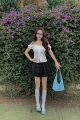 Chân Váy Nữ DOTTIE Bí Hai Tầng - Đen - S0263