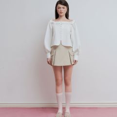 Chân Váy Nữ DOTTIE Xếp Ly Túi Đắp - Be - S0266