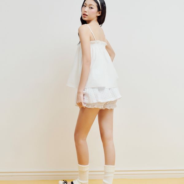 Chân Váy Nữ DOTTIE Nhún Quần Bí - Trắng - S0272