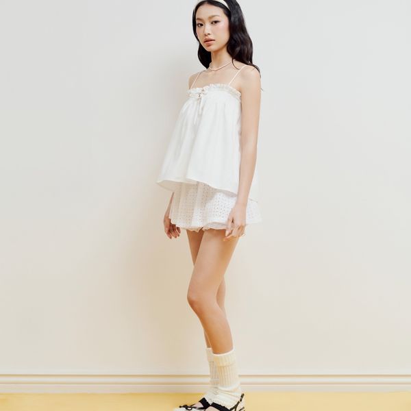 Chân Váy Nữ DOTTIE Nhún Quần Bí - Trắng - S0272