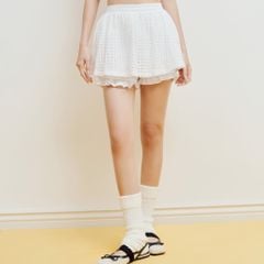 Chân Váy Nữ DOTTIE Nhún Quần Bí - Trắng - S0272