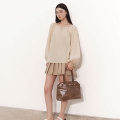 Chân Váy Nữ DOTTIE Mini Xếp Ly - Nâu - S0275
