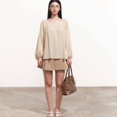 Chân Váy Nữ DOTTIE Mini Xếp Ly - Nâu - S0275