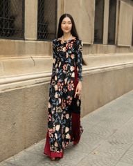 Áo Dài Nhung Đen Gems Of Vietnam - Không Kèm Quần