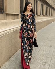 Áo Dài Nhung Đen Gems Of Vietnam - Không Kèm Quần