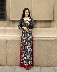 Áo Dài Nhung Đen Gems Of Vietnam - Không Kèm Quần