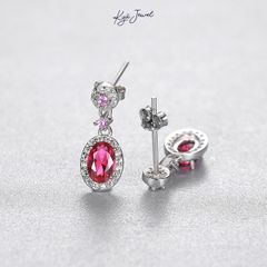 Hoa Tai Nữ KYA JEWEL Bạc Đá Đỏ Hồng Quyến Rũ