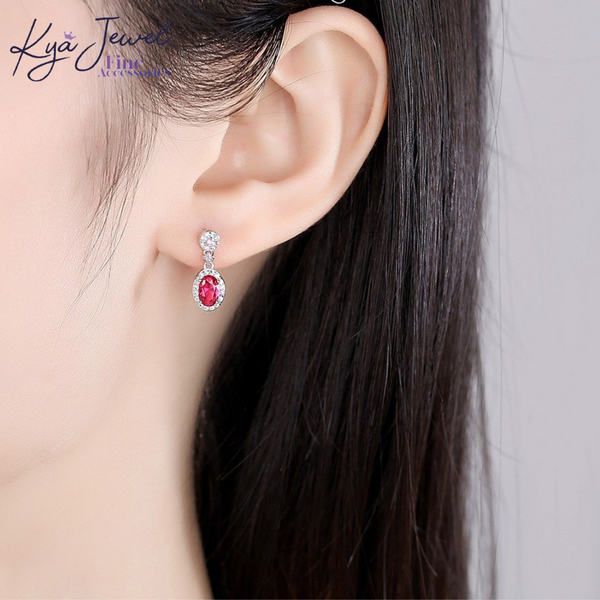 Bộ Trang Sức Nữ KYA JEWEL Đá Đỏ Hồng Quyến Rũ