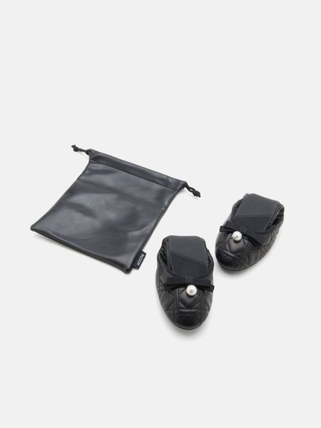 Giày Búp Bê Nữ Pazzion Simona Quilted Bow Pearl Foldable Flats