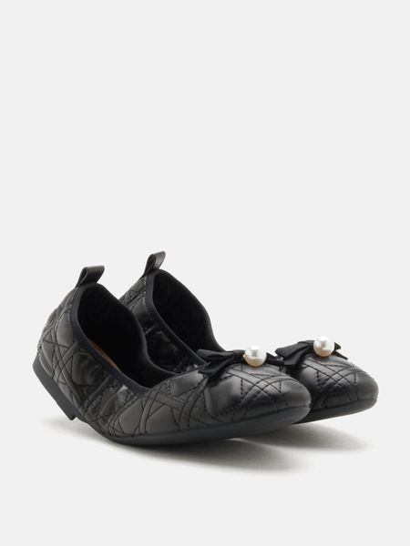 Giày Búp Bê Nữ Pazzion Simona Quilted Bow Pearl Foldable Flats