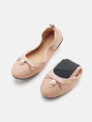 Giày Búp Bê Nữ Pazzion Simona Quilted Bow Pearl Foldable Flats