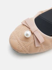 Giày Búp Bê Nữ Pazzion Simona Quilted Bow Pearl Foldable Flats