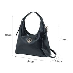 Túi Xách Tay Nữ THÁI TUẤN Hobo Khóa Kéo Màu Đen