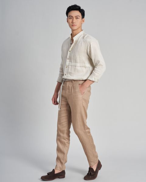 Áo Sơ Mi Nam F2 Linen Kem The New Cool