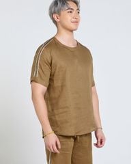 Áo Linen Nam F2 Rêu Phối Tay Tender Drit