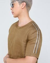 Áo Linen Nam F2 Rêu Phối Tay Tender Drit