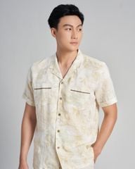 Áo Sơ Mi Nam F2 Linen Kem Hoa Holidays Vibes