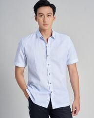 Áo Sơ Mi Nam F2 Linen Xanh Sọc Nhuyễn Holidays Vibes