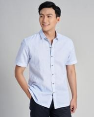 Áo Sơ Mi Nam F2 Linen Xanh Sọc Nhuyễn Holidays Vibes