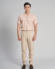 Áo Sơ Mi Nam F2 Linen Hồng Sọc Trắng  the new cool