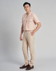 Áo Sơ Mi Nam F2 Linen Hồng Sọc Trắng  the new cool
