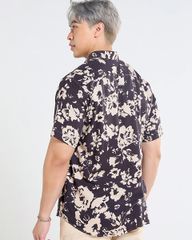 Áo Sơ Mi Nam F2 Linen  Nâu Hoa Tay Ngắn Tender Drit