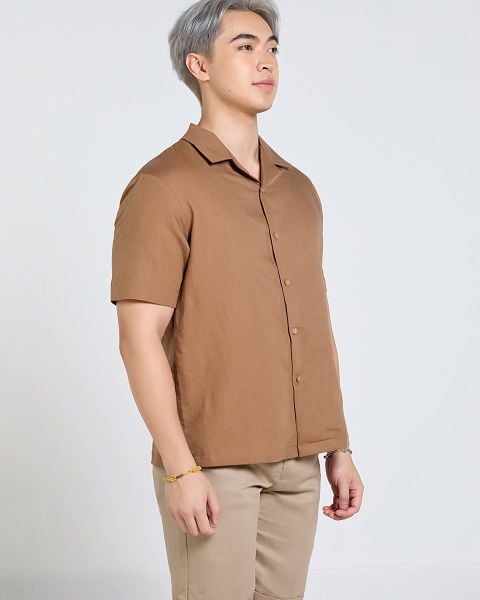 Áo Sơ Mi Nam F2 Linen  Nâu Nhạt Tender Drit