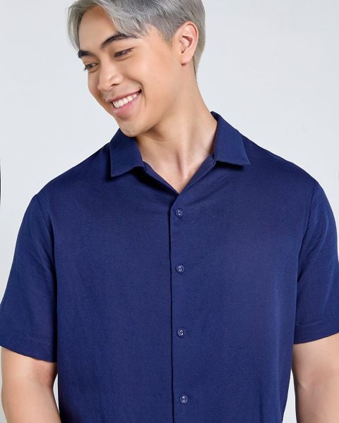 Áo Sơ Mi Nam F2 Linen  Xanh Duong Tender Drit